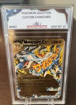 Mega M Charizard EX Gold Foil Fan Art Pokemon Card 108/106 230HP Mcharizard - Image 1