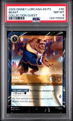 2025 DISNEY LORCANA EN P3-PROMO COLLECTION QUEST #40 BEAST GRACIOUS PRINCE PSA 8 - Image 1