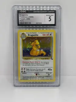 1999 Pokemon TCG Dragonite Fossil Holo Card 4/62 Unlimited Psa 5 - Image 1