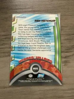 Topps Pokemon TV Animation blue logo Ash Ketchum Heroes & Villains Non-Holo #HV1 - Image 2