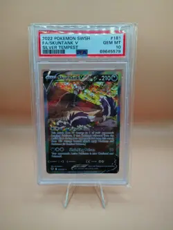 2022 POKEMON SWORD & SHIELD SILVER TEMPEST #181 FULL ART/SKUNTANK V PSA 10 - Image 1
