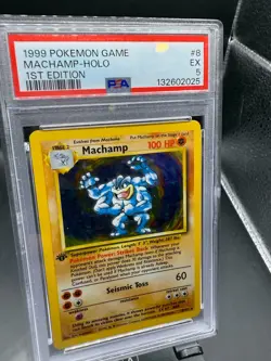 1999 Pokemon Game Machamp-Holo 1st Edition #8 PSA 5 EX Cert #132602025 - Image 1
