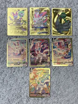 Set of 7 Sylveon VMax HP310+Gardevoir&Sylveon+Gardevoir GX Gold Foil Fan Art NM! - Image 1