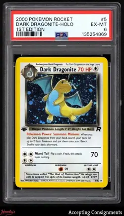 2000 Pokemon Team Rocket 1st Edition #5 Dark Dragonite HOLO PSA 6 EX-MT - Image 1