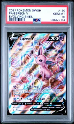 2021 POKEMON SWORD & SHIELD EVOLVING SKIES #180 FULL ART/ESPEON V PSA 10 - Image 1