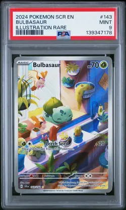 2024 POKEMON SCR EN-STELLAR CROWN ILLUSTRATION RARE #143 BULBASAUR PSA 9 - Image 1