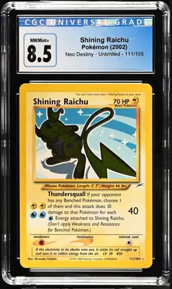 2002 Pokemon Neo Destiny Shining Raichu #111 CGC 8.5 - Image 1