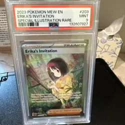 2023 POKEMON MEW EN-151 SPECIAL ILLUSTRATION RARE #203 ERIKA'S INVITATION PSA 9 - Image 1