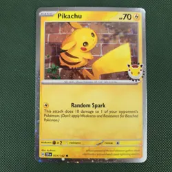 FULL WHOLE SWIRL 🌀💫 NM Pikachu 051/162 30th Anniversary Stamped Pokemon Card - Image 3