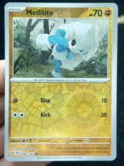 Meditite 082/162 Reverse Holo- LP - NM - Pokemon TCG Card - Image 1