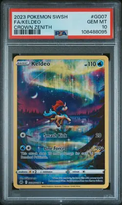 2023 POKEMON SWORD & SHIELD CROWN ZENITH #GG07 FULL ART/KELDEO PSA 10 - Image 1