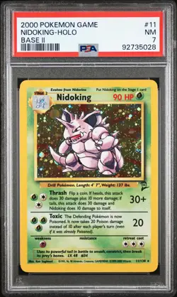 2000 POKEMON BASE SET 2 #11 NIDOKING-HOLO PSA 7 - Image 1