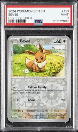 2024 POKEMON SCR EN-STELLAR CROWN REVERSE HOLO #113 EEVEE PSA 9 - Image 1