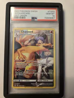 Pokemon Charizard TG03/TG30 Lost Origin Trainer Gallery PSA 10 Full Art Holo - Image 1