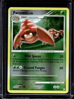 2007 Pokemon Diamond & Pearl Mysterious Treasures Parasect Reverse Holo #58/123 - Image 1