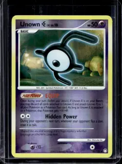 2007 Pokemon Diamond & Pearl Mysterious Treasures Unown E Reverse Holo #65/123 - Image 1