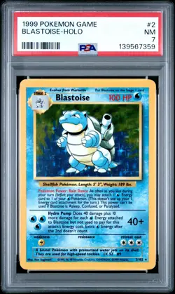1999 POKEMON BASE SET UNLIMITED #2 BLASTOISE-HOLO PSA 7 - Image 1