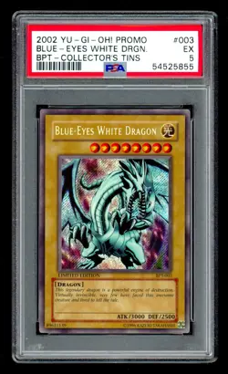 2002 YuGiOh Collector's Tins BLUE-EYES WHITE DRAGON BPT-003 Secret Rare PSA 5! - Image 3