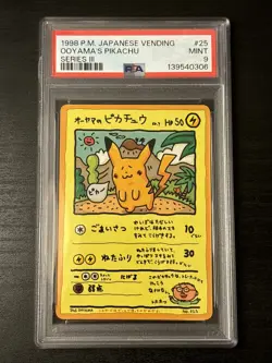 1998 POKEMON JPN VENDING SER III #25 OOYAMA'S PIKACHU PSA 9 Mint - Image 1