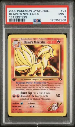 2000 POKEMON GYM CHALLENGE 1ST EDITION BLAINE'S NINETALES 21/132 RARE PSA 9 MINT - Image 1