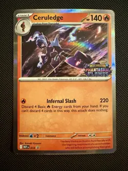 Pokemon TCG Ceruledge (PRERELEASE) MEP 014 Phantasmal Flames Stamped Promo NM - Image 1