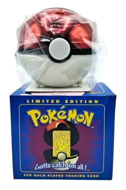 Vintage Sealed Pokemon Jigglypuff 23K Gold-Plated Trading Card With Red Pokeball - Image 1
