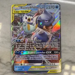 Pokemon Card TCG Blastoise and Piplup GX #38/236 Cosmic Eclipse Holo Rare NM - Image 1