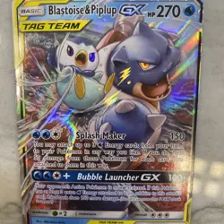 Pokemon Card TCG Blastoise and Piplup GX #38/236 Cosmic Eclipse Holo Rare NM - Image 3