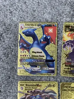 Set of 12 Charizard,Blastoise,Mewtwo&More Gold Foil Fan Art Cards NM! - Image 2
