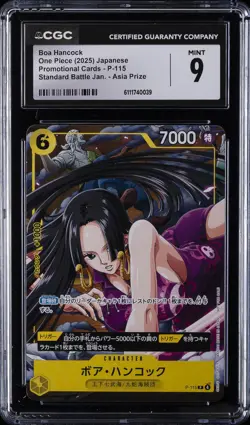 2025 ONE PIECE JPN PROMO CARDS STANDARD BATTLE JAN. ASIA PRIZE BOA HANCOCK CGC 9 - Image 1