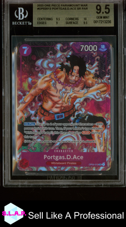 PORTGAS.D.ACE ALT ART SR 2023 ONE PIECE PARAMOUNT WAR OP02013 BGS 9.5 - Image 1