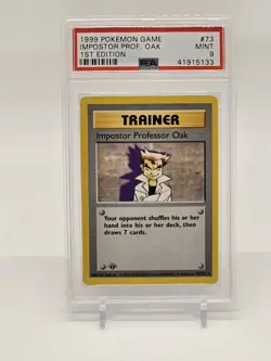 1999 Pokemon Base Set 1st Edition Professor Oak Imposter 73/102 PSA 9 Rare Mint - Image 1