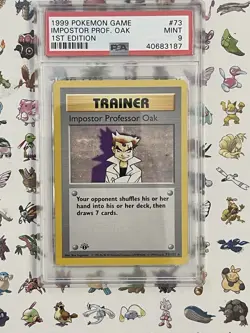 Pokemon 1st Edition Base Set Imposter Professor Oak 73/102 PSA 9 - Image 1