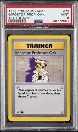 1999 POKEMON BASE SET 1ST EDITION #73 IMPOSTOR PROFESSOR OAK PSA 9 - Image 1