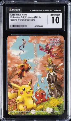 2021 POKEMON S-P PROMOS SPRING POKEKA STICKERS LET'S HAVE FUN! CGC 10 GEM MINT - Image 1