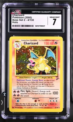CGC 7 Charizard 2000 Base Set 2 4/130 Holo Pokemon Card - Image 1