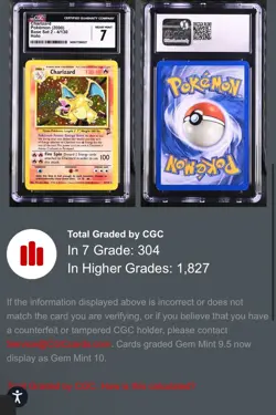 CGC 7 Charizard 2000 Base Set 2 4/130 Holo Pokemon Card - Image 3