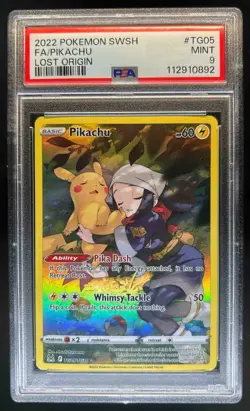 2022 Pokemon SWSH Lost Origin Pikachu Trainer Gallery #TG05/TG30 PSA 9 - Image 1