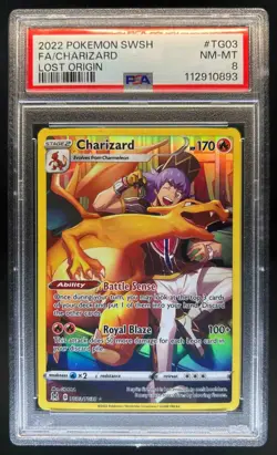 2022 Pokemon SWSH Lost Origin Charizard Trainer Gallery #TG03/TG30 PSA 8 - Image 1