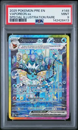 2025 POKEMON PRISMATIC EVOLUTIONS SPECIAL ILLUSTRATION RARE VAPOREON EX PSA 9 - Image 1
