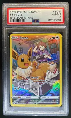 2022 Pokemon SWSH Brilliant Stars Eevee Trainer Gallery Holo #TG11/TG30 PSA 8 - Image 1
