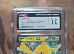 Pokemon Pikachu ex 028/131 2025 Prismatic Evolutions Holo CGC 10 Gem Mint - Image 2
