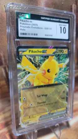 Pokemon Pikachu ex 028/131 2025 Prismatic Evolutions Holo CGC 10 Gem Mint - Image 3