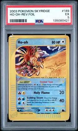 2003 POKEMON SKYRIDGE #149 HO-OH-REVERSE FOIL PSA 5 - Image 1