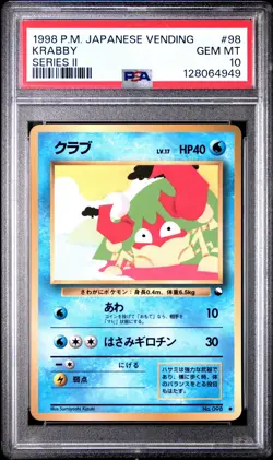 1998 POKEMON JAPANESE VENDING SERIES II #98 KRABBY PSA 10 - Image 1