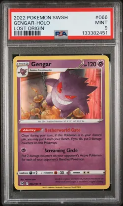 2022 POKEMON SWORD & SHIELD LOST ORIGIN #066 GENGAR-HOLO PSA 9 - Image 1