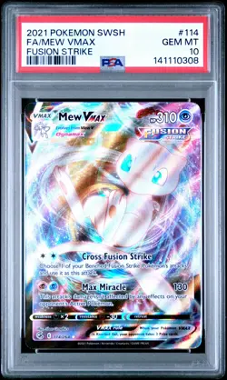 2021 POKEMON SWORD & SHIELD FUSION STRIKE #114 FULL ART/MEW VMAX PSA 10 - Image 1