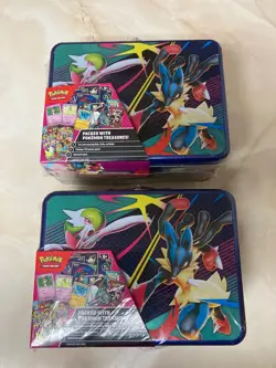 New Sealed 2x Pokemon 2025 fall mega collector chest tin box 6 pack & 3 foil - Image 1