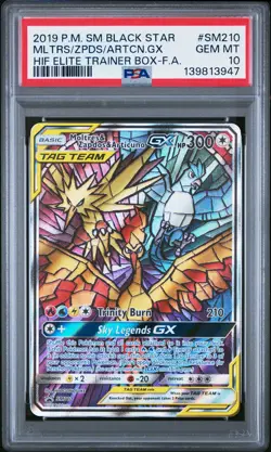 2019 POKEMON HIDDEN FATES ETB PROMO FULL ART/MOLTRES ZAPDOS ARTICUNO GX PSA 10 - Image 1