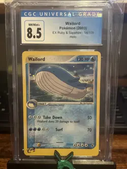 2004 Pokemon EX Ruby & Sapphire Wailord Holo Rare 14/109 #14 CGC 8.5 - Image 1